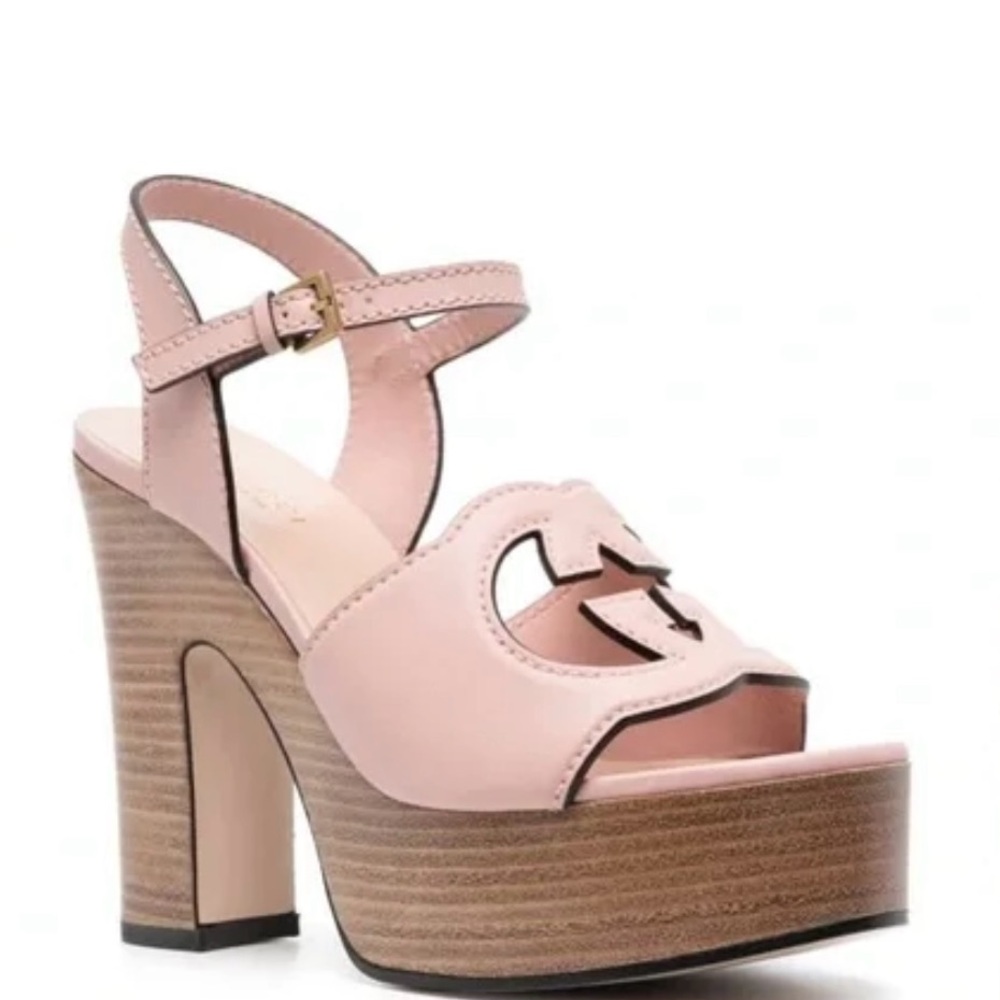 Brand New Gucci Pink Interlocking G Platform Sandals Size 39.5
